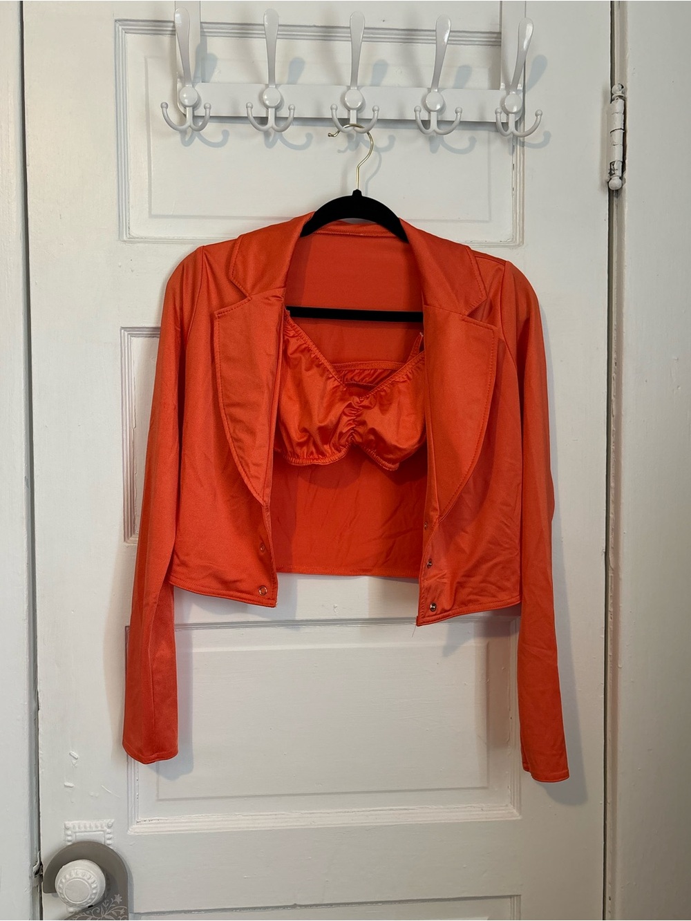 Dance costume set: Orange cropped Jacket and bra top Set